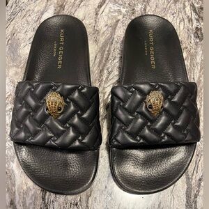 Kurt Geiger Black Quilted Leather  women Sandals